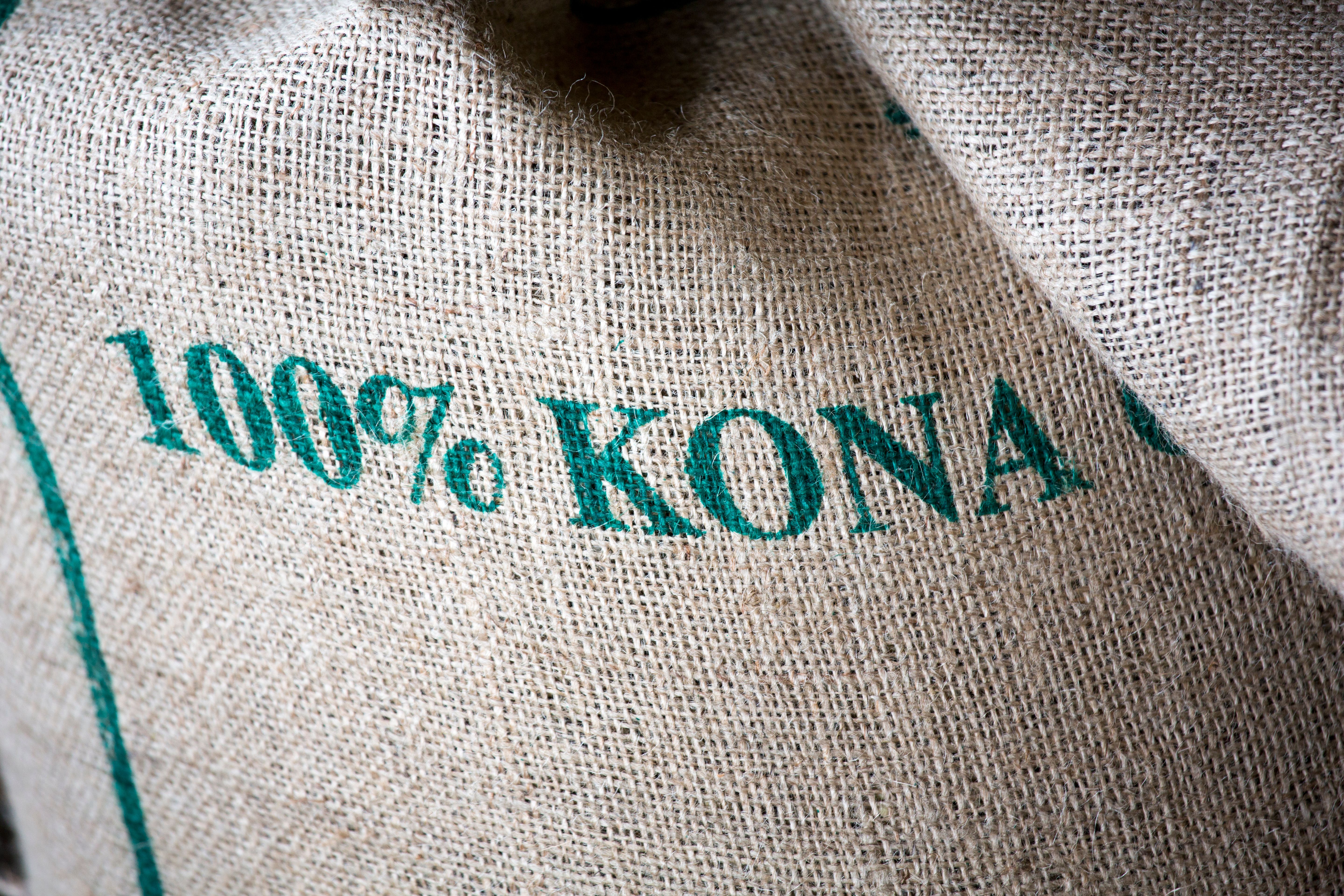 Hessian Sack with 100% Kona in Green